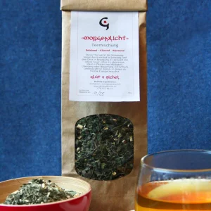 Morgenlicht Kräutertee von Glut & Sichel, Teemischung mit Rosmarin, Ingwer und Brennnessel
