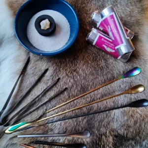 Räucherzubehör Set mit Kohle Zange Löffel und Sand zum Räuchern