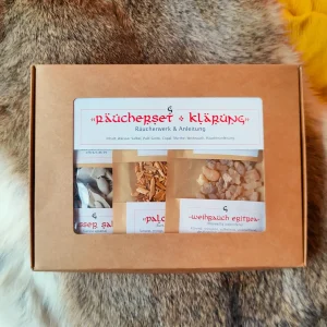 Räucherset Klärung in Kraftpapier Schachtel mit Sichtfenster